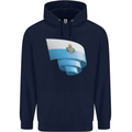 Curled San Marino Flag Sammarinese Day Football Mens 80% Cotton Hoodie Navy Blue