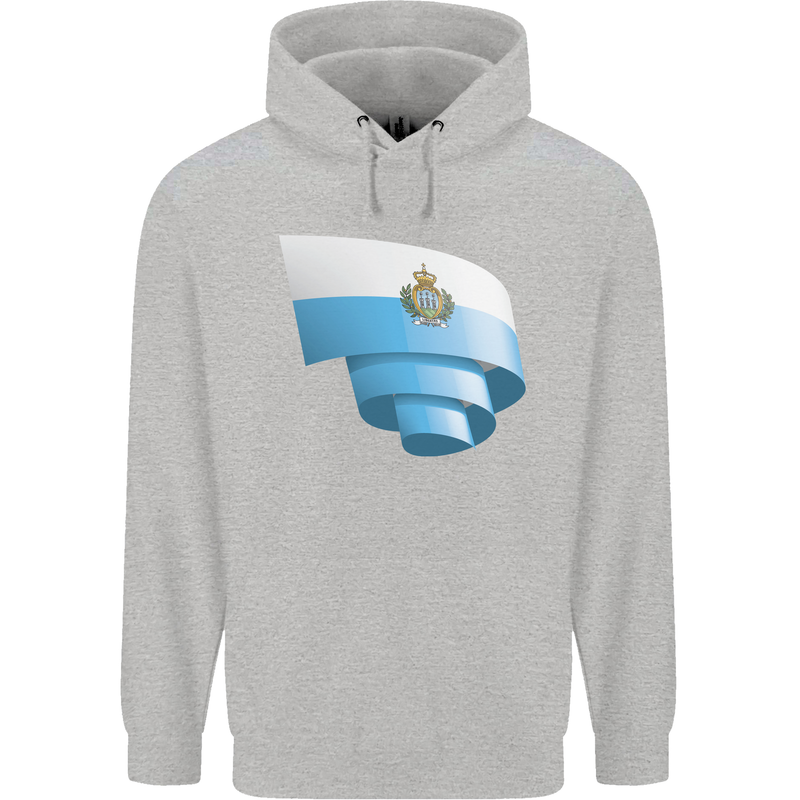Curled San Marino Flag Sammarinese Day Football Mens 80% Cotton Hoodie Sports Grey
