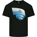 Curled San Marino Flag Sammarinese Day Football Mens Cotton T-Shirt Tee Top Black