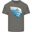 Curled San Marino Flag Sammarinese Day Football Mens Cotton T-Shirt Tee Top Charcoal