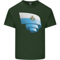 Curled San Marino Flag Sammarinese Day Football Mens Cotton T-Shirt Tee Top Forest Green