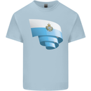Curled San Marino Flag Sammarinese Day Football Mens Cotton T-Shirt Tee Top Light Blue