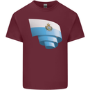 Curled San Marino Flag Sammarinese Day Football Mens Cotton T-Shirt Tee Top Maroon