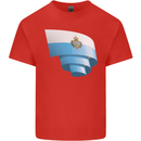 Curled San Marino Flag Sammarinese Day Football Mens Cotton T-Shirt Tee Top Red
