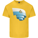 Curled San Marino Flag Sammarinese Day Football Mens Cotton T-Shirt Tee Top Yellow