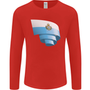 Curled San Marino Flag Sammarinese Day Football Mens Long Sleeve T-Shirt Red