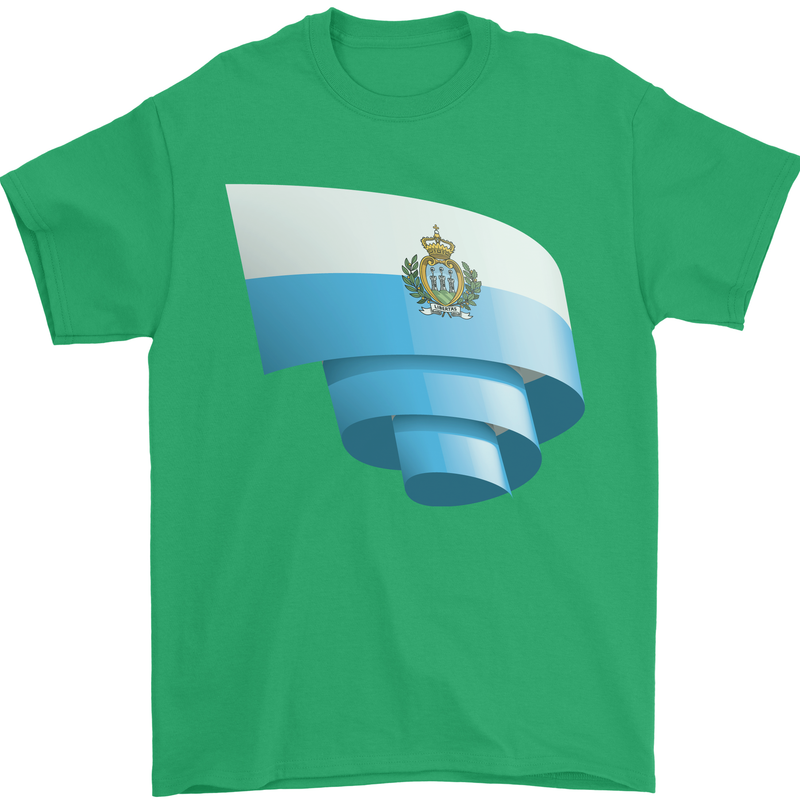 Curled San Marino Flag Sammarinese Day Football Mens T-Shirt 100% Cotton Irish Green