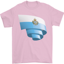 Curled San Marino Flag Sammarinese Day Football Mens T-Shirt 100% Cotton Light Pink