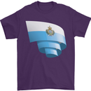 Curled San Marino Flag Sammarinese Day Football Mens T-Shirt 100% Cotton Purple