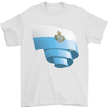Curled San Marino Flag Sammarinese Day Football Mens T-Shirt 100% Cotton White