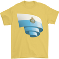 Curled San Marino Flag Sammarinese Day Football Mens T-Shirt 100% Cotton Yellow