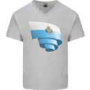Curled San Marino Flag Sammarinese Day Football Mens V-Neck Cotton T-Shirt Sports Grey