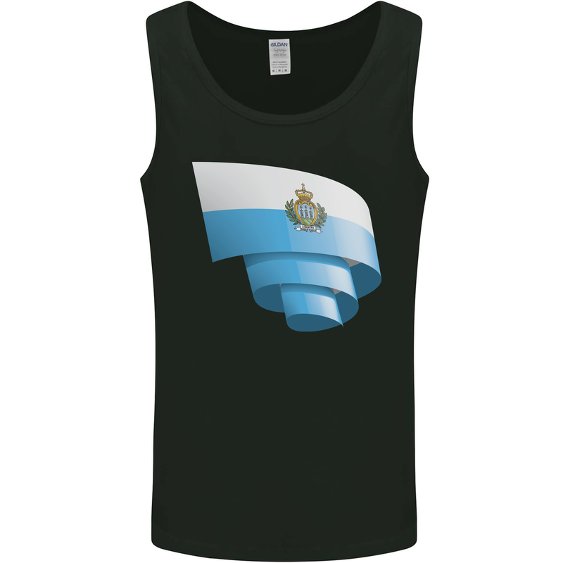 Curled San Marino Flag Sammarinese Day Football Mens Vest Tank Top Black