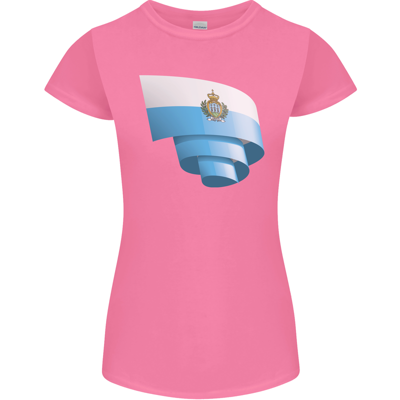 Curled San Marino Flag Sammarinese Day Football Womens Petite Cut T-Shirt Azalea