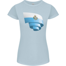 Curled San Marino Flag Sammarinese Day Football Womens Petite Cut T-Shirt Light Blue