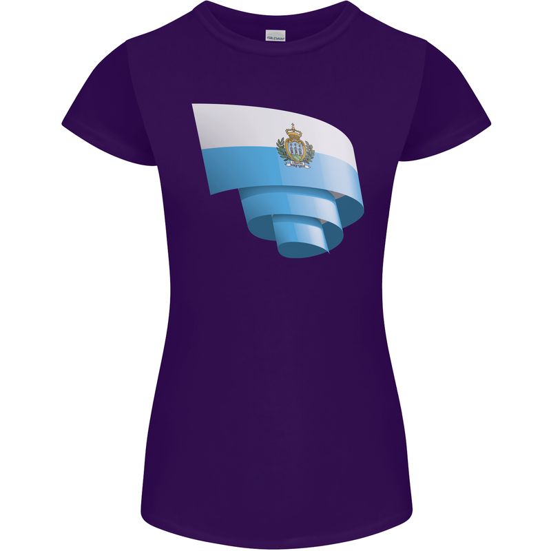 Curled San Marino Flag Sammarinese Day Football Womens Petite Cut T-Shirt Purple