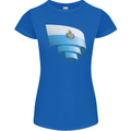Curled San Marino Flag Sammarinese Day Football Womens Petite Cut T-Shirt Royal Blue
