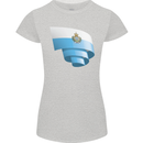 Curled San Marino Flag Sammarinese Day Football Womens Petite Cut T-Shirt Sports Grey