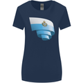 Curled San Marino Flag Sammarinese Day Football Womens Wider Cut T-Shirt Navy Blue