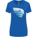 Curled San Marino Flag Sammarinese Day Football Womens Wider Cut T-Shirt Royal Blue