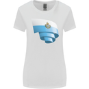 Curled San Marino Flag Sammarinese Day Football Womens Wider Cut T-Shirt White