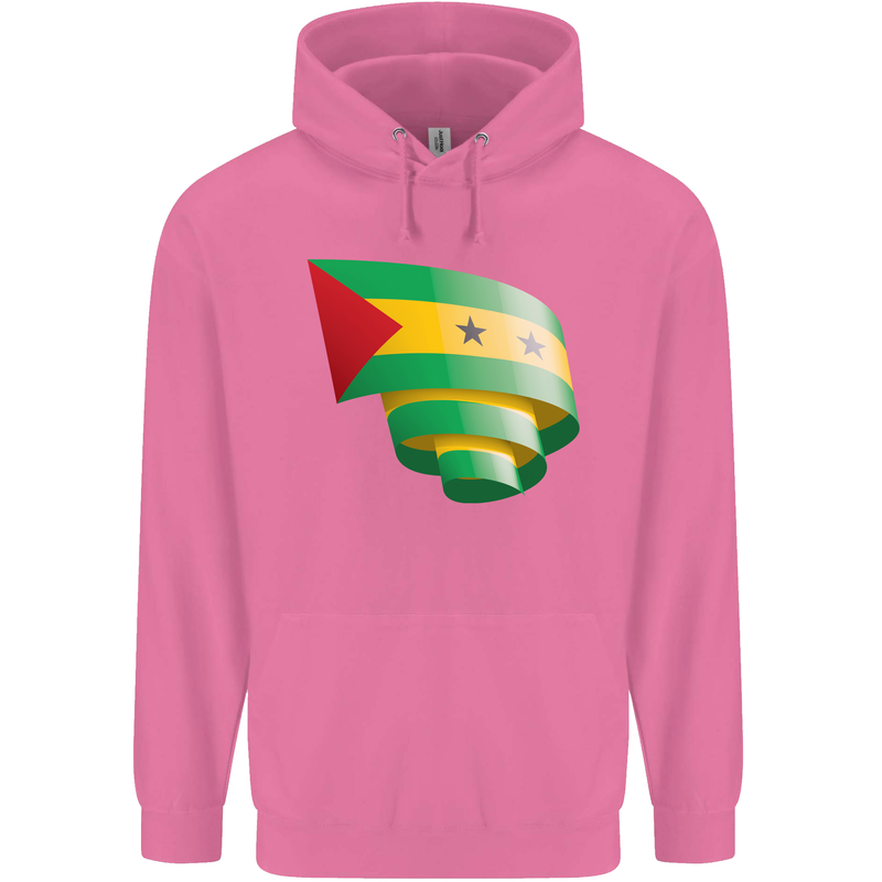 Curled Sao Tome and Principe Flag Day Football Childrens Kids Hoodie Azalea