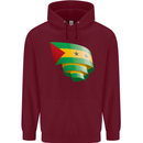 Curled Sao Tome and Principe Flag Day Football Childrens Kids Hoodie Maroon