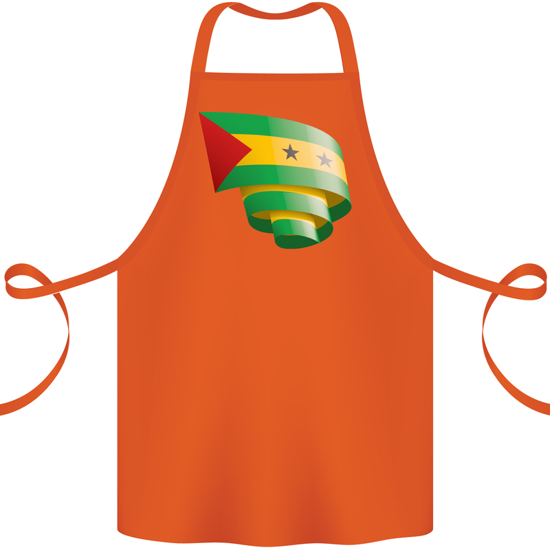 Curled Sao Tome and Principe Flag Day Football Cotton Apron 100% Organic Orange