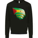 Curled Sao Tome and Principe Flag Day Football Kids Sweatshirt Jumper Black