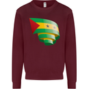 Curled Sao Tome and Principe Flag Day Football Kids Sweatshirt Jumper Maroon