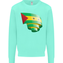 Curled Sao Tome and Principe Flag Day Football Kids Sweatshirt Jumper Peppermint