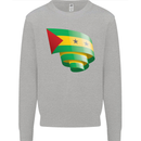 Curled Sao Tome and Principe Flag Day Football Kids Sweatshirt Jumper Sports Grey