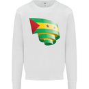 Curled Sao Tome and Principe Flag Day Football Kids Sweatshirt Jumper White