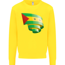 Curled Sao Tome and Principe Flag Day Football Kids Sweatshirt Jumper Yellow