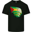 Curled Sao Tome and Principe Flag Day Football Kids T-Shirt Childrens Black