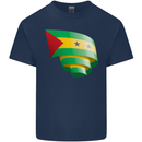 Curled Sao Tome and Principe Flag Day Football Kids T-Shirt Childrens Navy Blue
