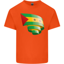 Curled Sao Tome and Principe Flag Day Football Kids T-Shirt Childrens Orange