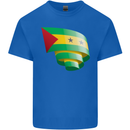 Curled Sao Tome and Principe Flag Day Football Kids T-Shirt Childrens Royal Blue