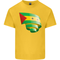 Curled Sao Tome and Principe Flag Day Football Kids T-Shirt Childrens Yellow