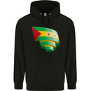 Curled Sao Tome and Principe Flag Day Football Mens 80% Cotton Hoodie Black