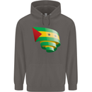 Curled Sao Tome and Principe Flag Day Football Mens 80% Cotton Hoodie Charcoal