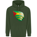 Curled Sao Tome and Principe Flag Day Football Mens 80% Cotton Hoodie Forest Green