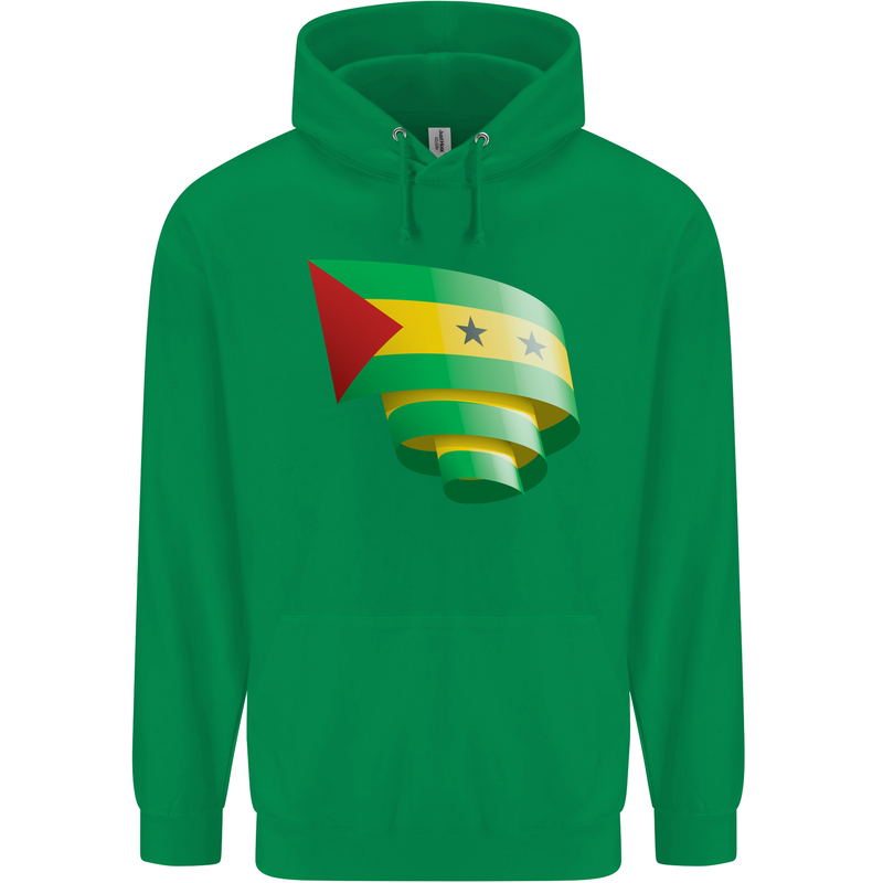 Curled Sao Tome and Principe Flag Day Football Mens 80% Cotton Hoodie Irish Green