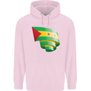 Curled Sao Tome and Principe Flag Day Football Mens 80% Cotton Hoodie Light Pink
