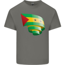Curled Sao Tome and Principe Flag Day Football Mens Cotton T-Shirt Tee Top Charcoal