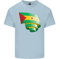 Curled Sao Tome and Principe Flag Day Football Mens Cotton T-Shirt Tee Top Light Blue