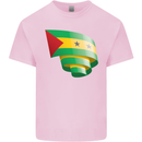 Curled Sao Tome and Principe Flag Day Football Mens Cotton T-Shirt Tee Top Light Pink
