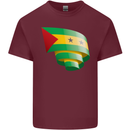 Curled Sao Tome and Principe Flag Day Football Mens Cotton T-Shirt Tee Top Maroon