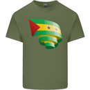 Curled Sao Tome and Principe Flag Day Football Mens Cotton T-Shirt Tee Top Military Green