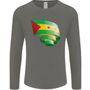 Curled Sao Tome and Principe Flag Day Football Mens Long Sleeve T-Shirt Charcoal